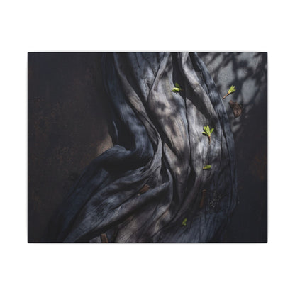Seijaku Silk Drape Canvas Art - Dark Japandi Dark Texture