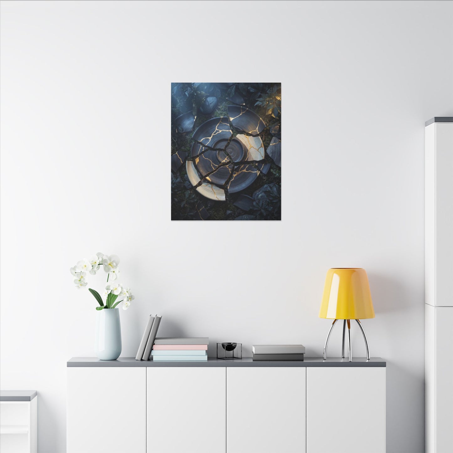 Resilient Broken Pottery Canvas Art - Gold Vein Kintsugi