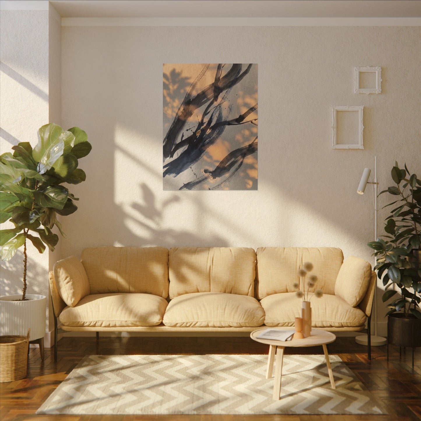 Datsuzoku Ink Brushstroke Canvas Art - Dark Japandi Shadow Zen