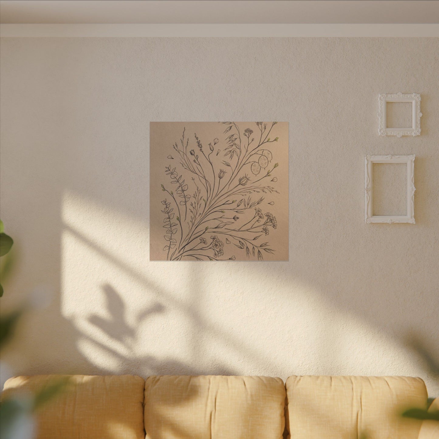 Dried Flowers Canvas Art | Spring Japandi Minimal Line Art