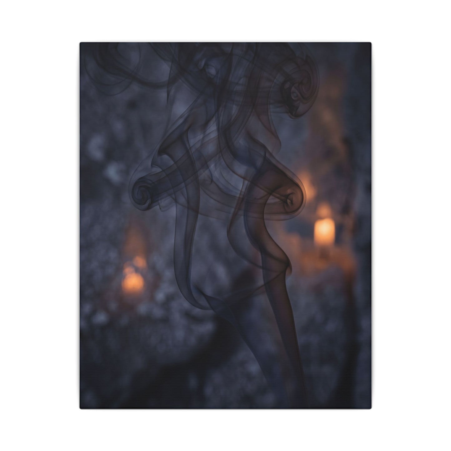 Incense Smoke Winter Canvas Art | Dark Japandi Sophisticated Design