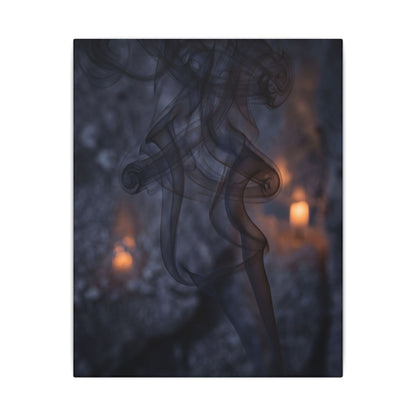 Incense Smoke Winter Canvas Art | Dark Japandi Sophisticated Design