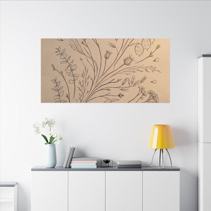 Dried Flowers Canvas Art | Spring Japandi Minimal Line Art