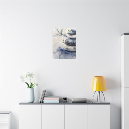River Stones Watercolor Canvas Art | Cozy Japandi Art