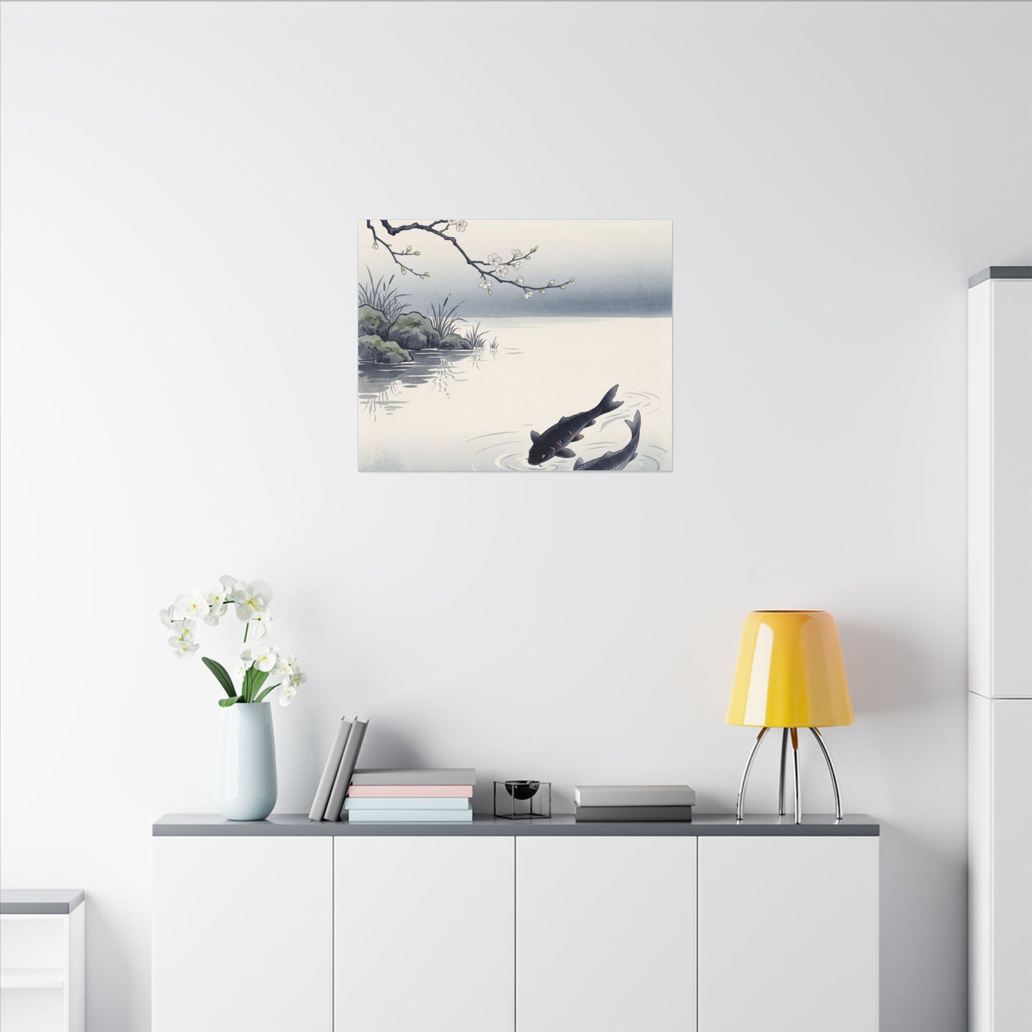 Ma Koi Pond Canvas Art - Zen Ukiyo E Inspired