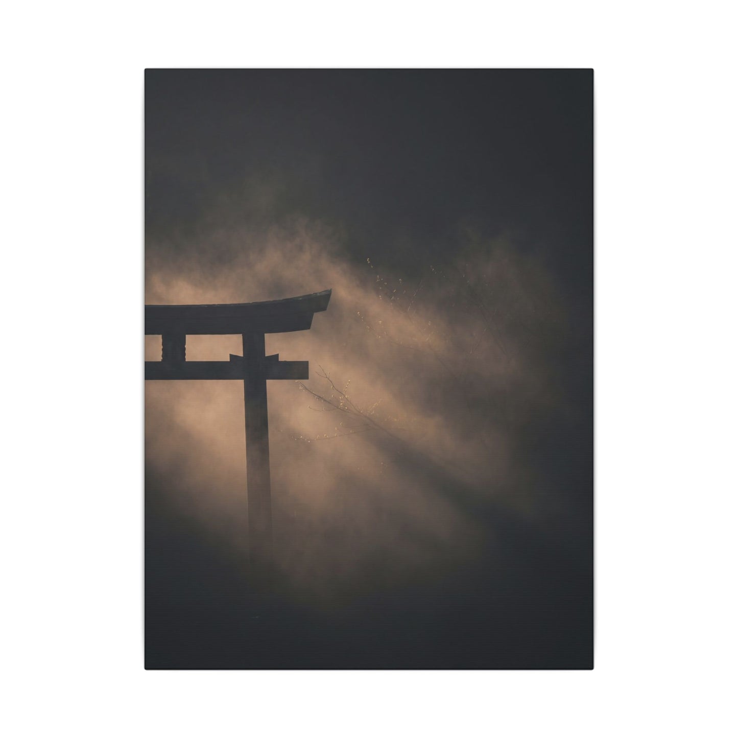 Torii Gate Shadow Zen Canvas Art | Bold Dark Japandi Art