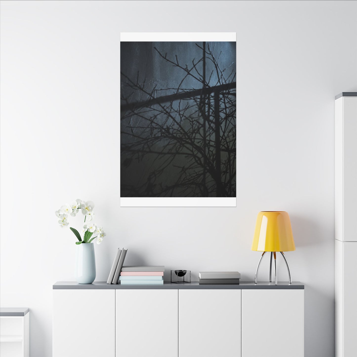 Moonlight Shadow Play Canvas Art - Dark Japandi Shibui