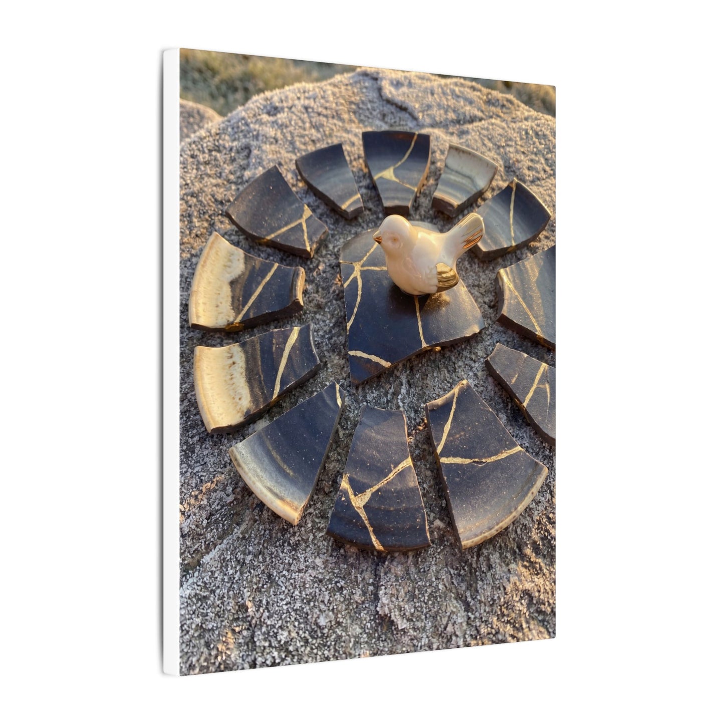 Golden Hour Broken Pottery Canvas Art - Kintsugi Datsuzoku