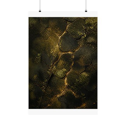 Cracked Earth Dark Texture Wall Art Print | Sophisticated Dark Japandi Art