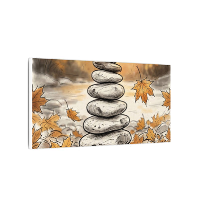 Earthy River Stones Canvas Art - Minimal Line Japandi