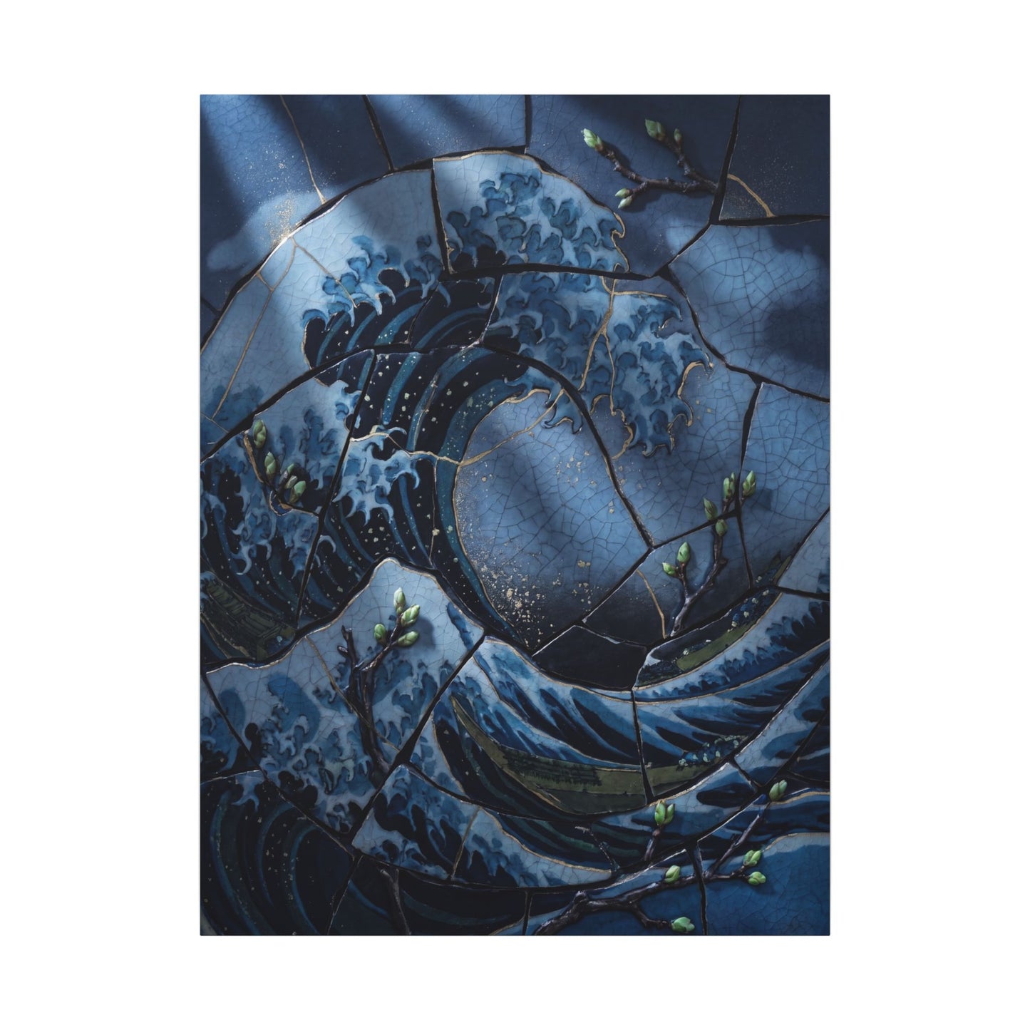 Ocean Wave Spring Canvas Art | Kintsugi Artful Design