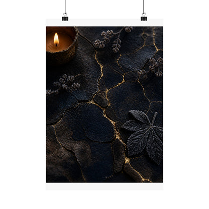 Luxurious Cracked Earth Wall Art Print - Moody Minimal Dark Japandi