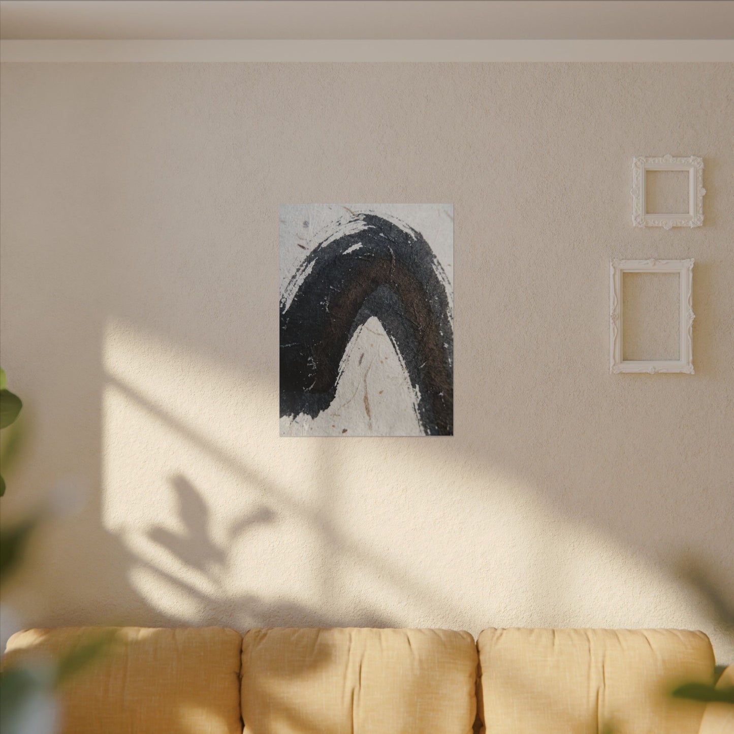 Moody Ink Brushstroke Canvas Art - Moody Minimal Dark Japandi