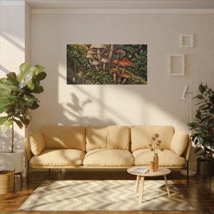 Spring Wild Mushrooms Herbarium Canvas Art | Rustic Decor