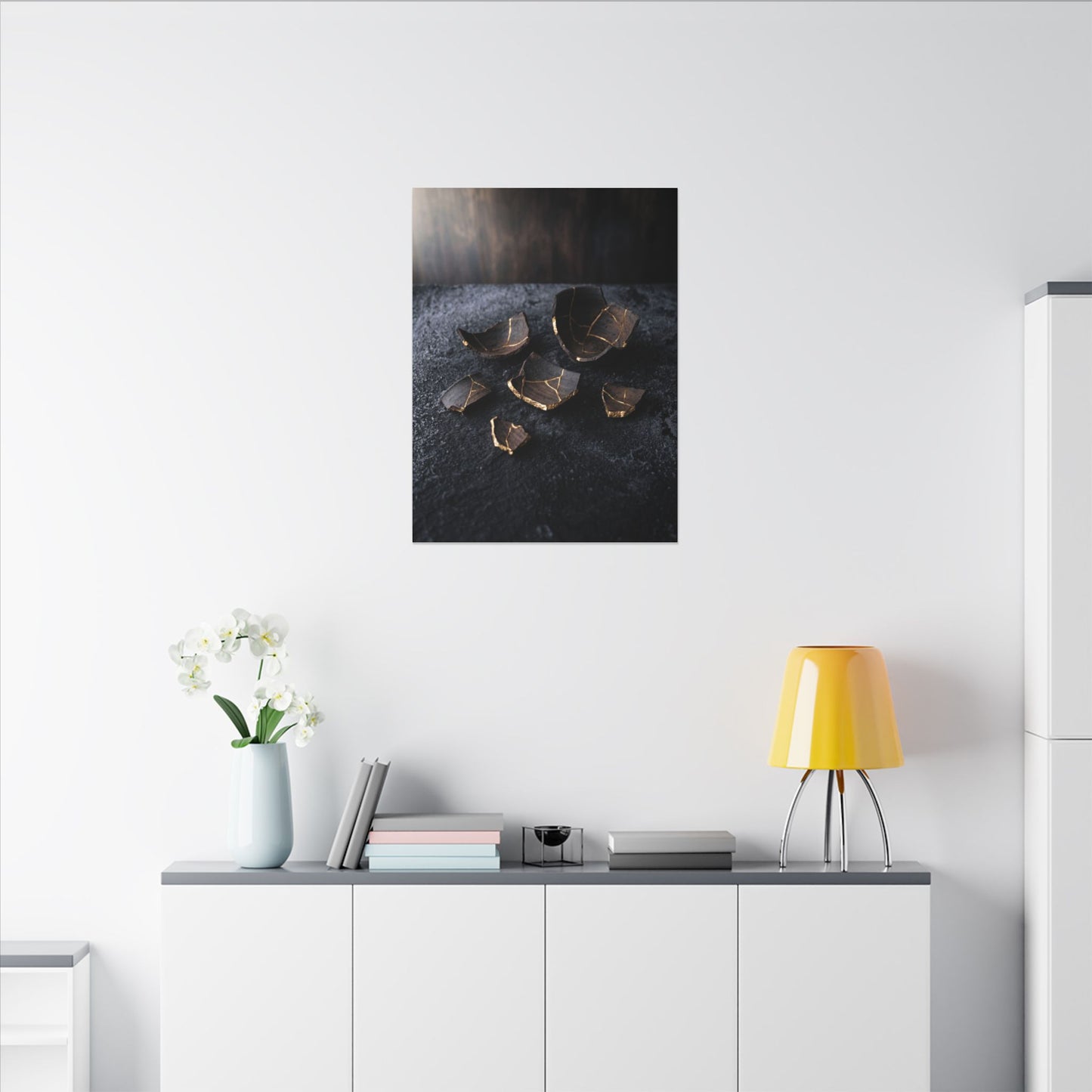 Winter Broken Pottery Shadow Zen Canvas Art | Bold Decor
