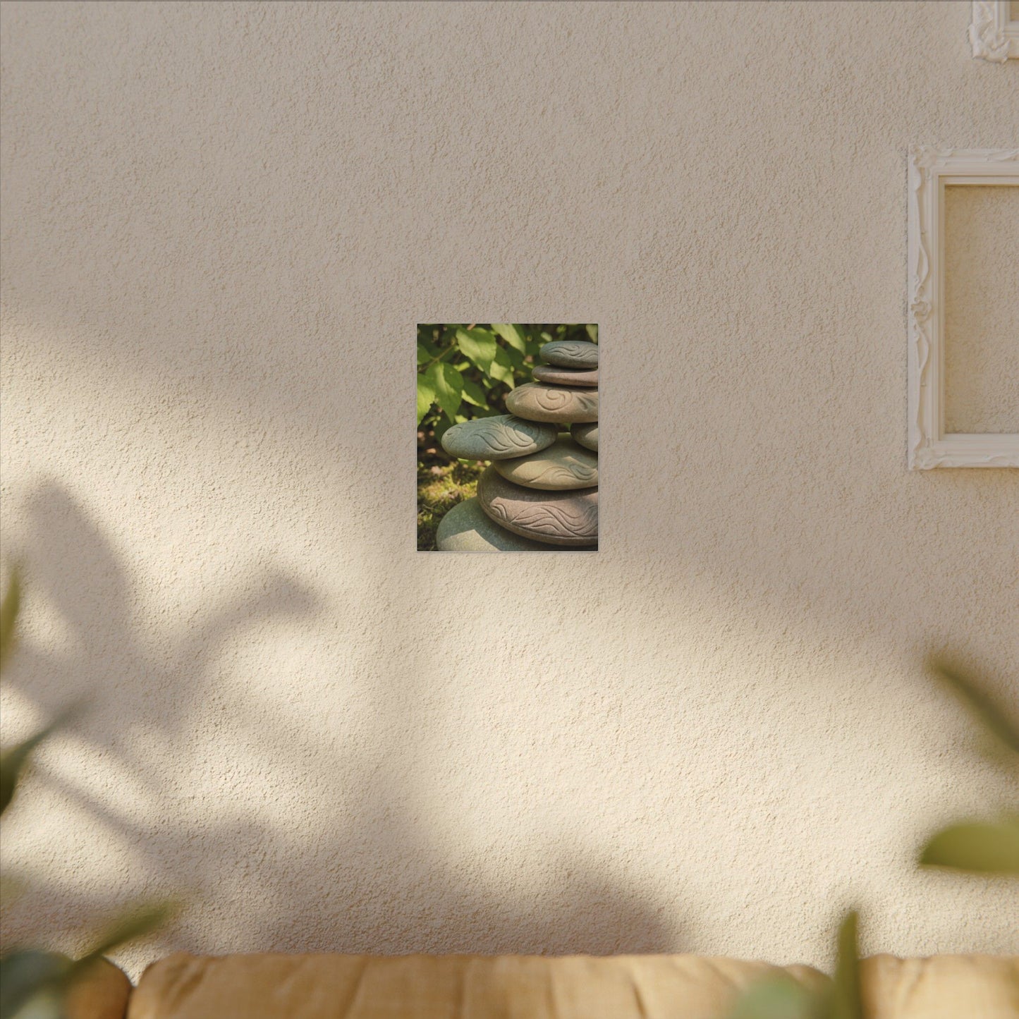 River Stones Summer Canvas Art | Japandi Earthy Design