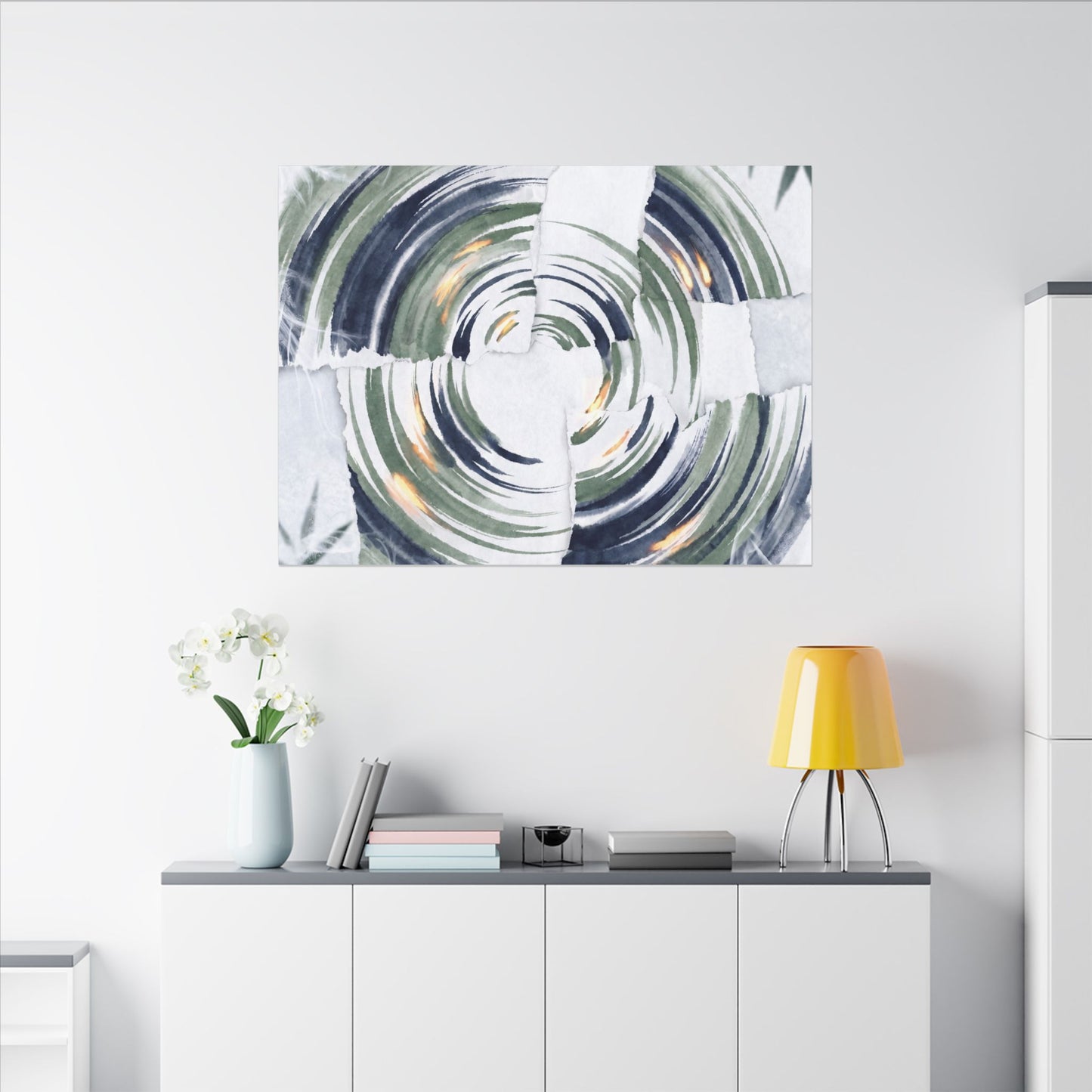 Winter Water Ripple Sumi E Canvas Art | Peaceful Decor
