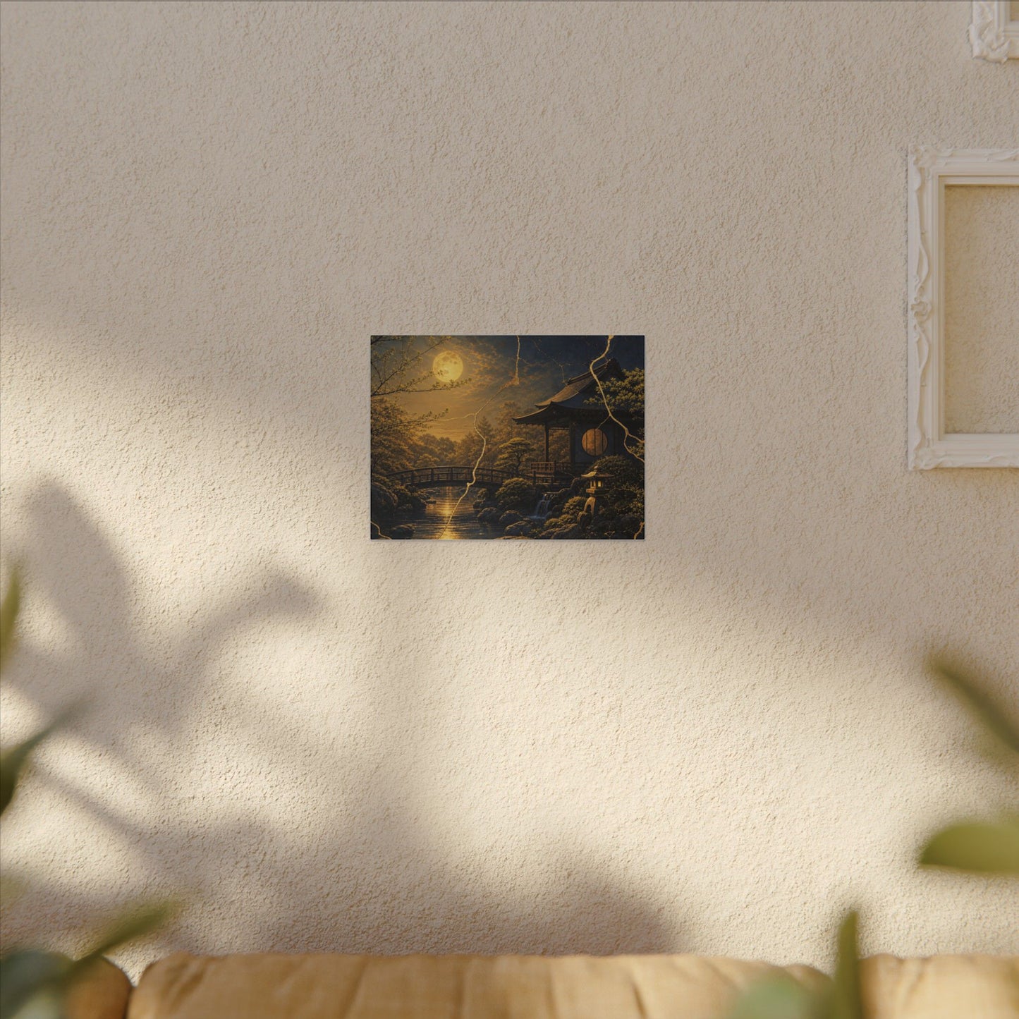 Spring Moonlit Garden Gold Vein Canvas Art | Resilient Decor