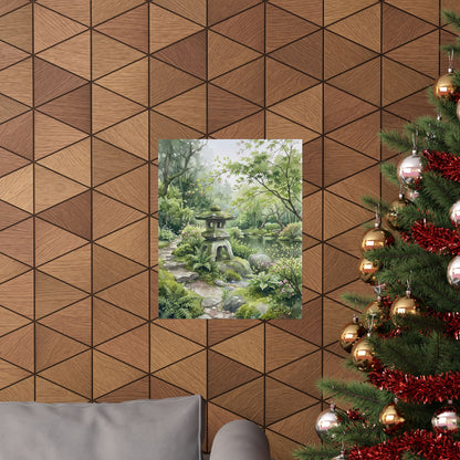 Stone Lantern Spring Wall Art Print | Japandi Elegant Design