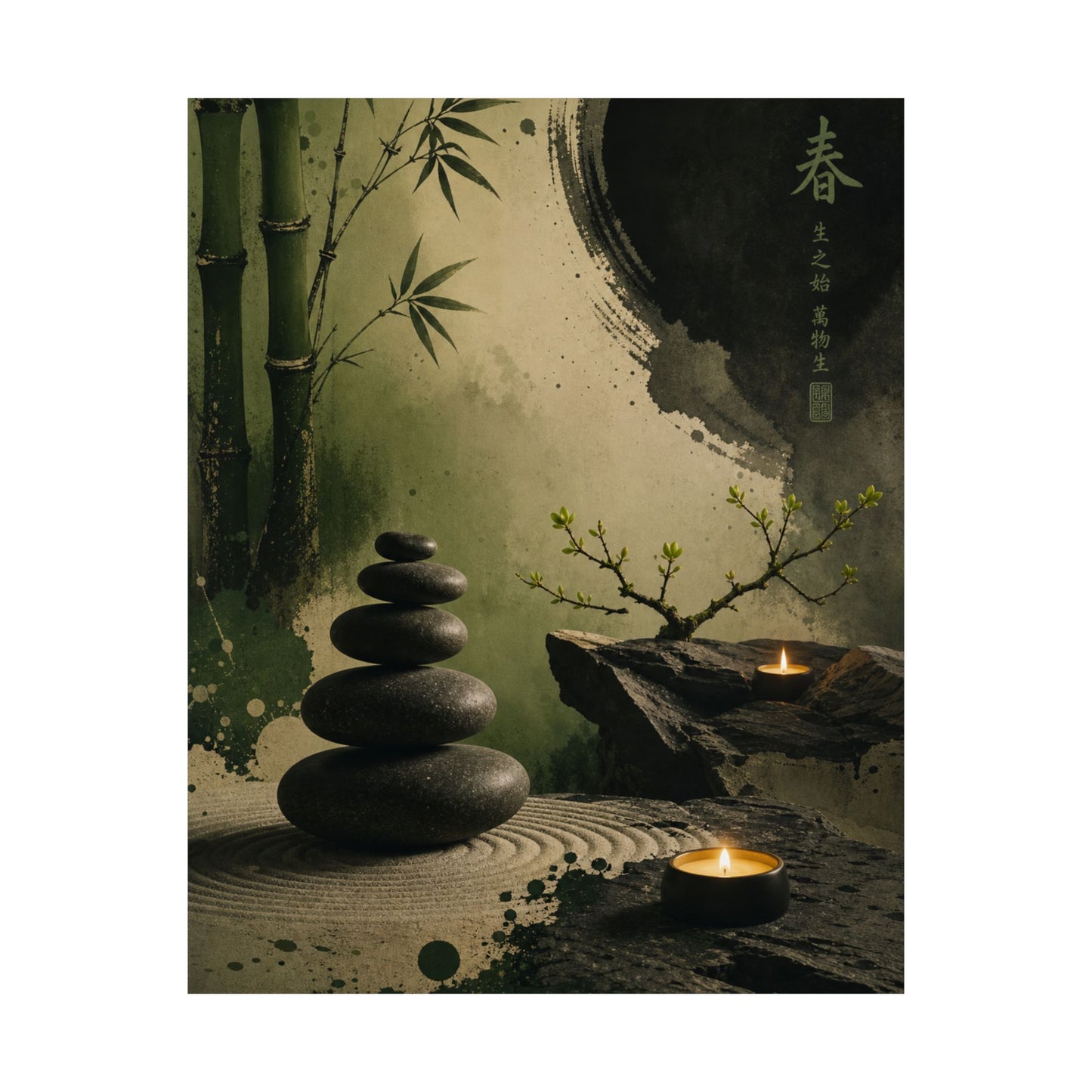 River Stones Spring Wall Art Print | Zen Calm Design