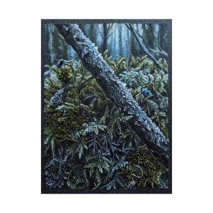 Moonlight Moss Close Up Wall Art Print - Dark Japandi Kanso
