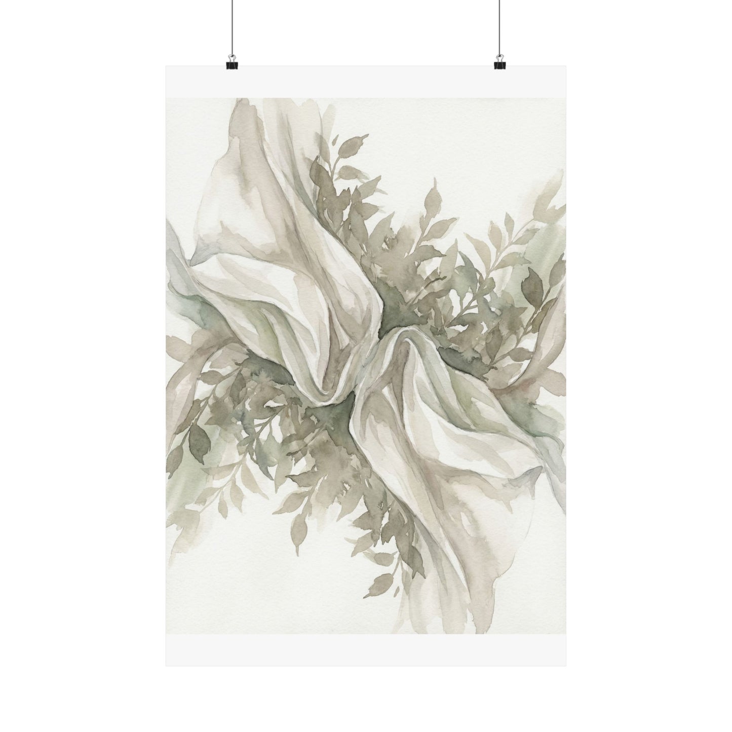 Silk Drape Watercolor Wall Art Print | Elegant Japandi Art Art Print