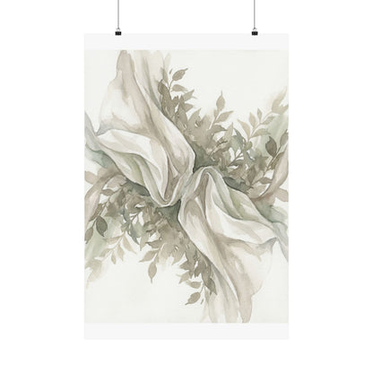 Silk Drape Watercolor Wall Art Print | Elegant Japandi Art Art Print