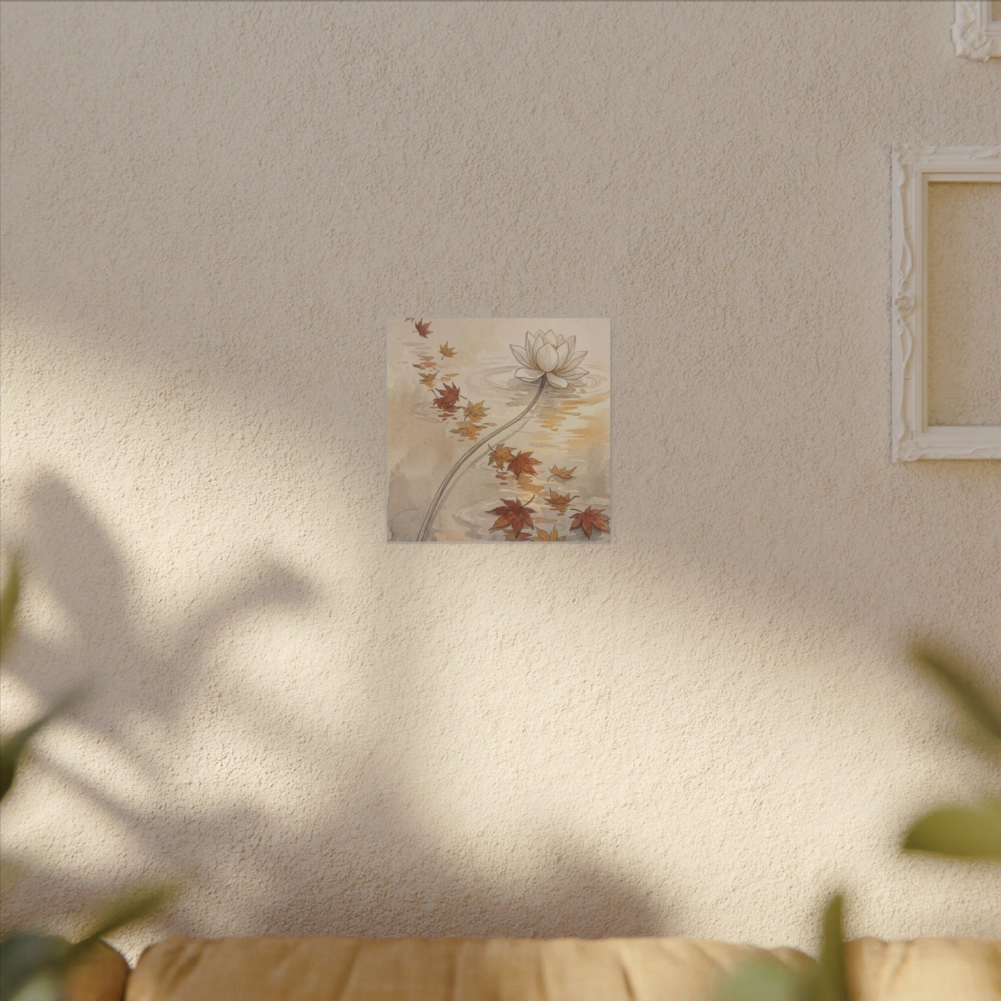 Lotus Flower Canvas Art | Autumn Japandi Minimal Line Art