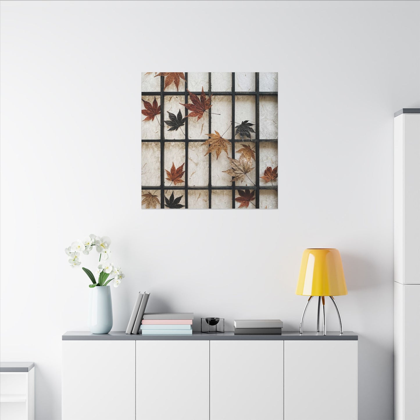 Japandi Shoji Screen in Overcast | Texture Canvas Art