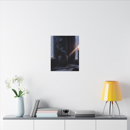 Incense Smoke Winter Canvas Art | Dark Japandi Sophisticated Design