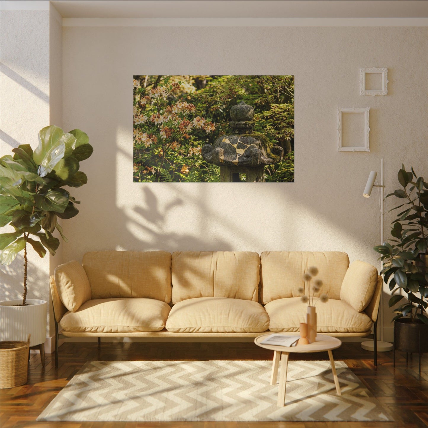Spring Stone Lantern Gold Repair Canvas Art | Beautiful Decor