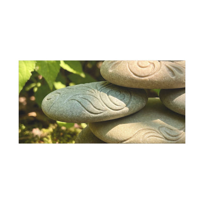 River Stones Summer Canvas Art | Japandi Earthy Design