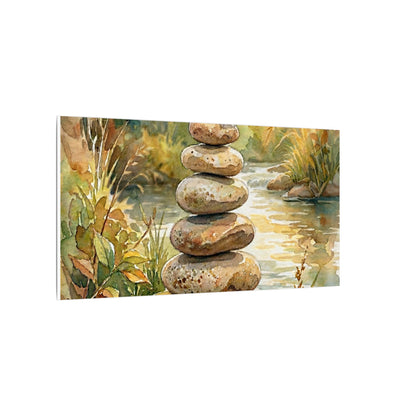 River Stones Summer Canvas Art | Japandi Cozy Design