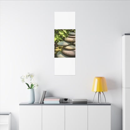 River Stones Summer Canvas Art | Japandi Earthy Design