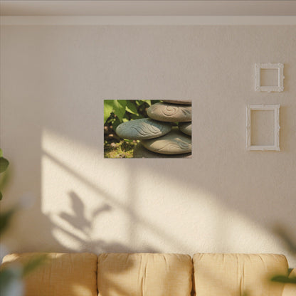 River Stones Summer Canvas Art | Japandi Earthy Design Art Print
