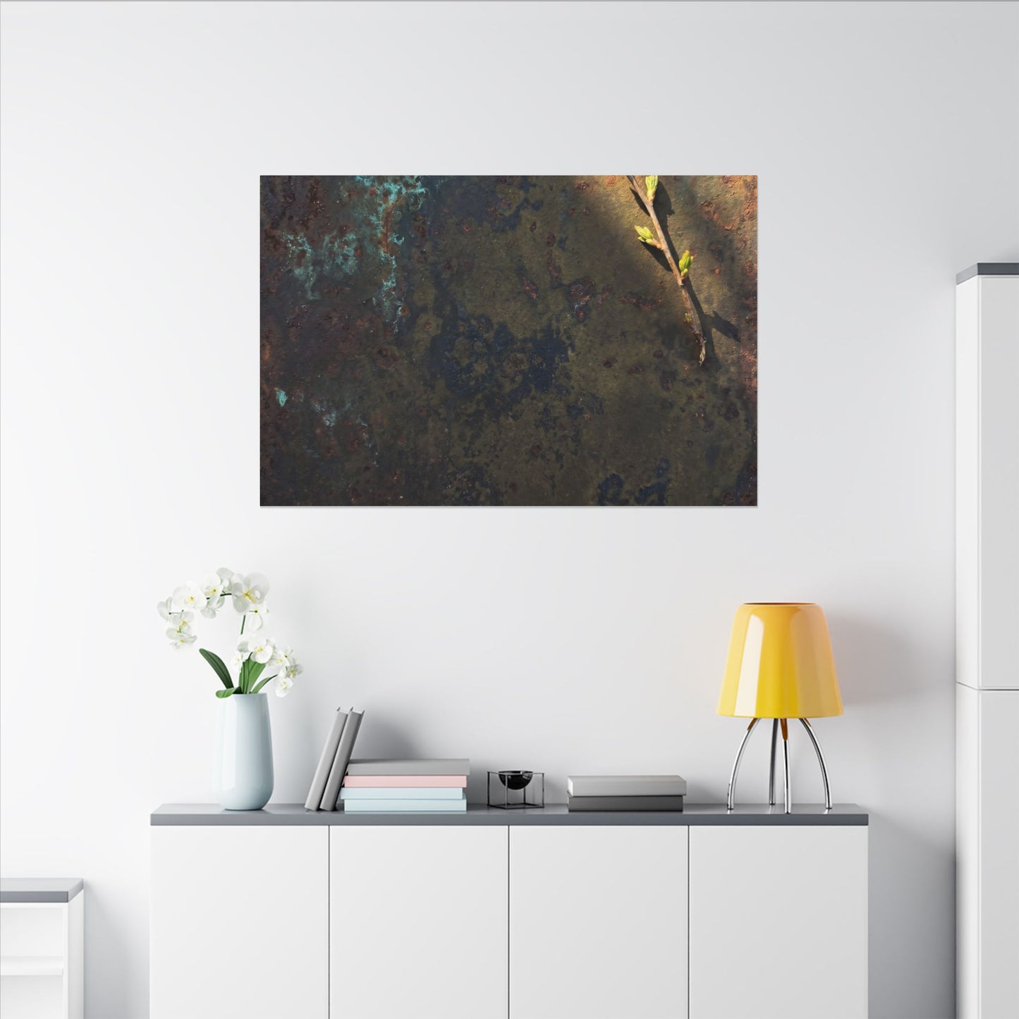 Golden Hour Rust Patina Canvas Art - Dark Japandi Ma