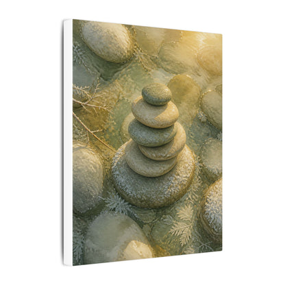 River Stones Watercolor Canvas Art | Elegant Japandi Art