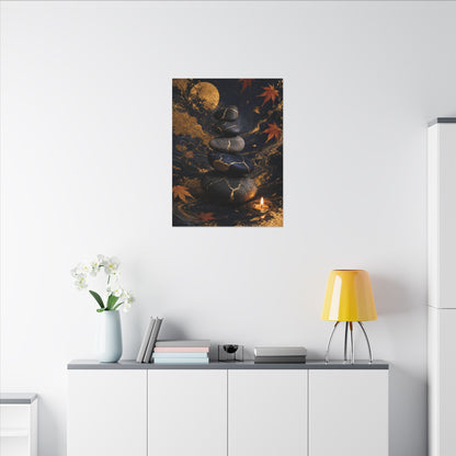 River Stones Autumn Canvas Art | Kintsugi Artful Design