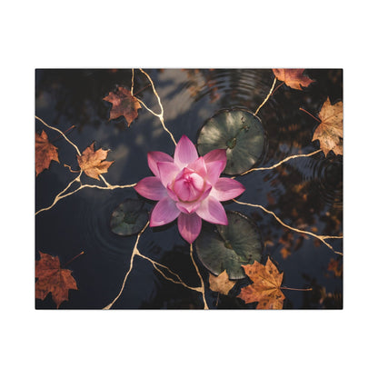 Ma Lotus Flower Canvas Art - Kintsugi Gold Vein