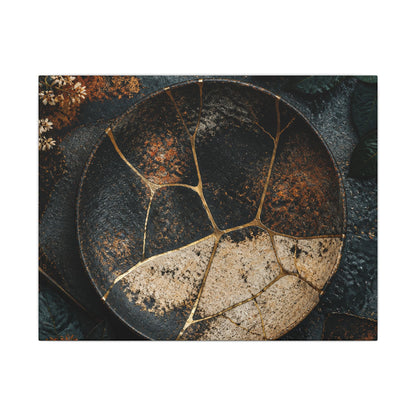 Kintsugi Rust Patina in Dawn | Gold Repair Canvas Art