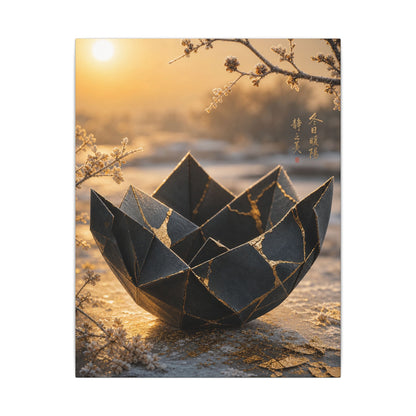 Kintsugi Paper Fold in Golden Hour | Gold Repair Canvas Art