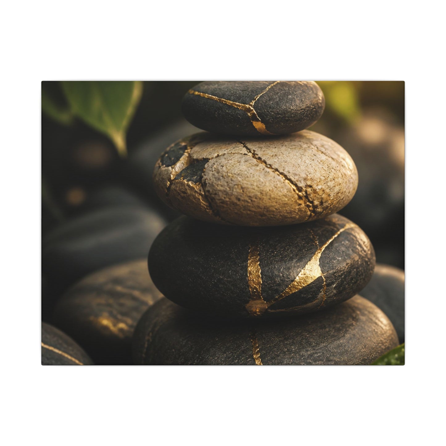 Summer River Stones Broken Beauty Canvas Art | Healing Decor