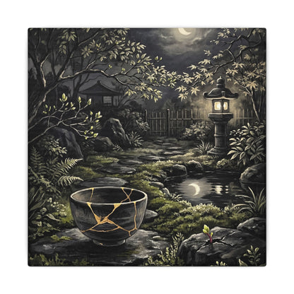Kintsugi Moonlit Garden in Dappled | Gold Repair Canvas Art