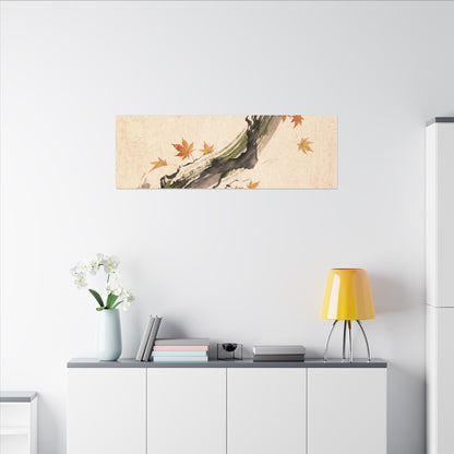 Ink Brushstroke Autumn Canvas Art | Zen Calm Design