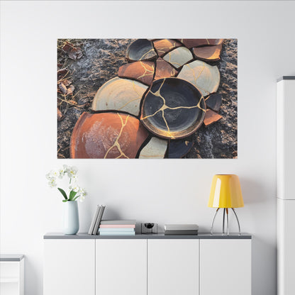 Winter Broken Pottery Gold Vein Canvas Art | Beautiful Decor