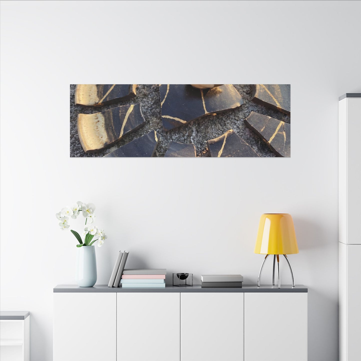Golden Hour Broken Pottery Canvas Art - Kintsugi Datsuzoku