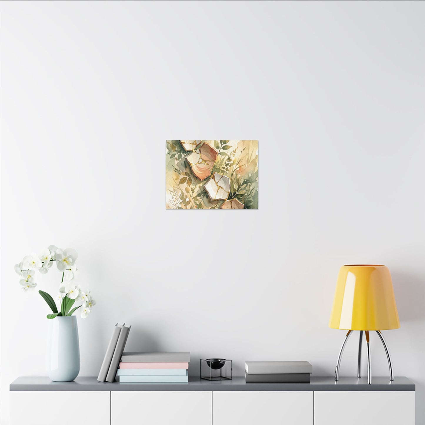 Japandi Broken Pottery in Golden Hour | Watercolor Canvas Art