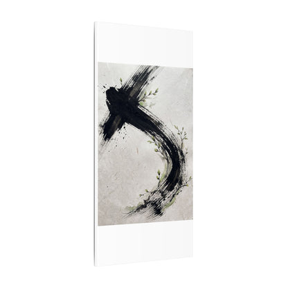 Ink Brushstroke Spring Canvas Art | Dark Japandi Sophisticated Design
