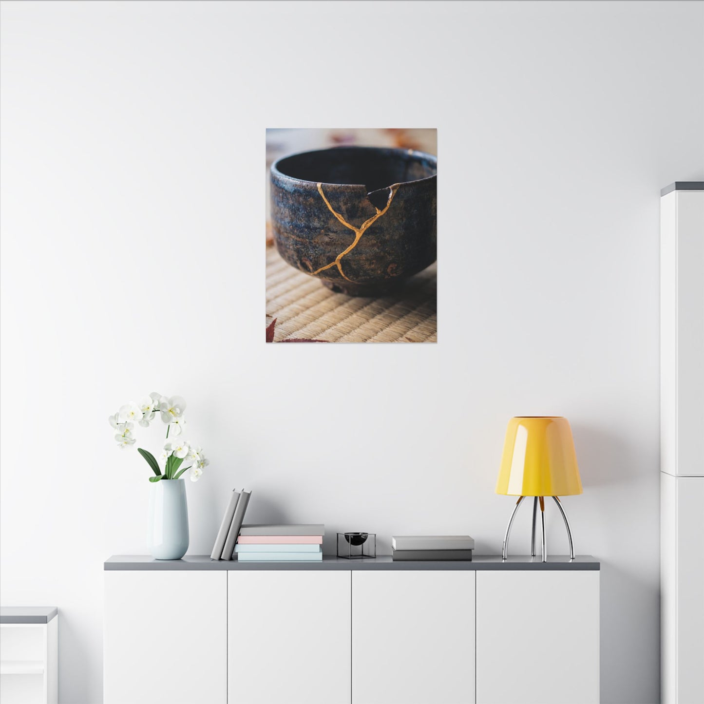 Tea Ceremony Autumn Canvas Art | Kintsugi Healing Design