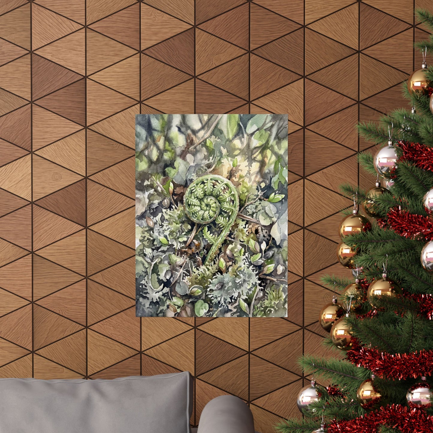 Dappled Fern Unfurling Wall Art Print - Japandi Shibui
